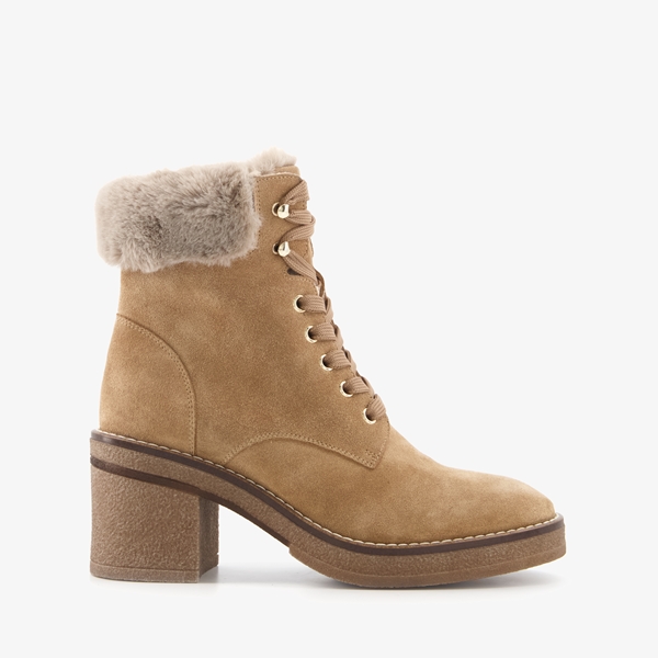 Hush Puppies suède dames veterboots met hak