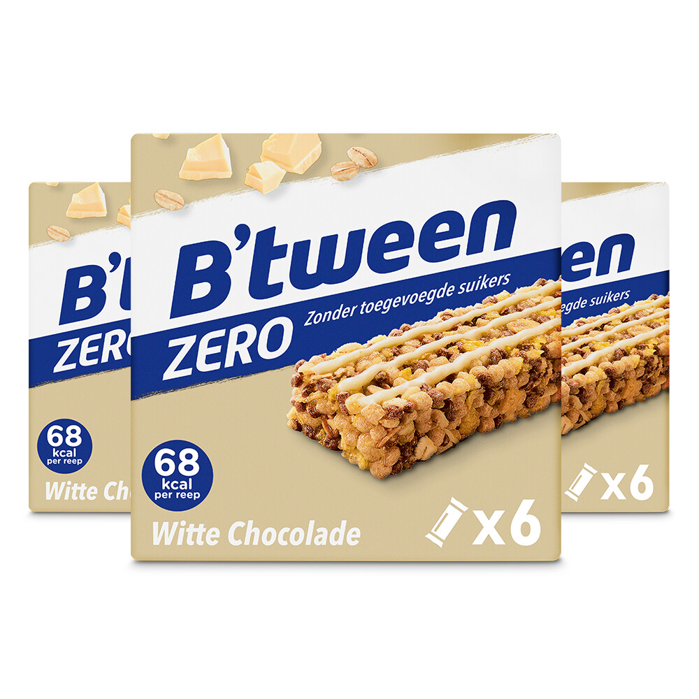 3x Hero B'tween Mueslireep Zero Witte Chocolade6x20 gr