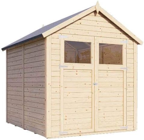 Gerätehaus Alisha aus Fichten-Holz, Gartenhaus mit 14mm Wandstärke, Holzhaus inklusive Montagematerial, Geräteschuppen Größe: 202 x 252 cm, Satteldach