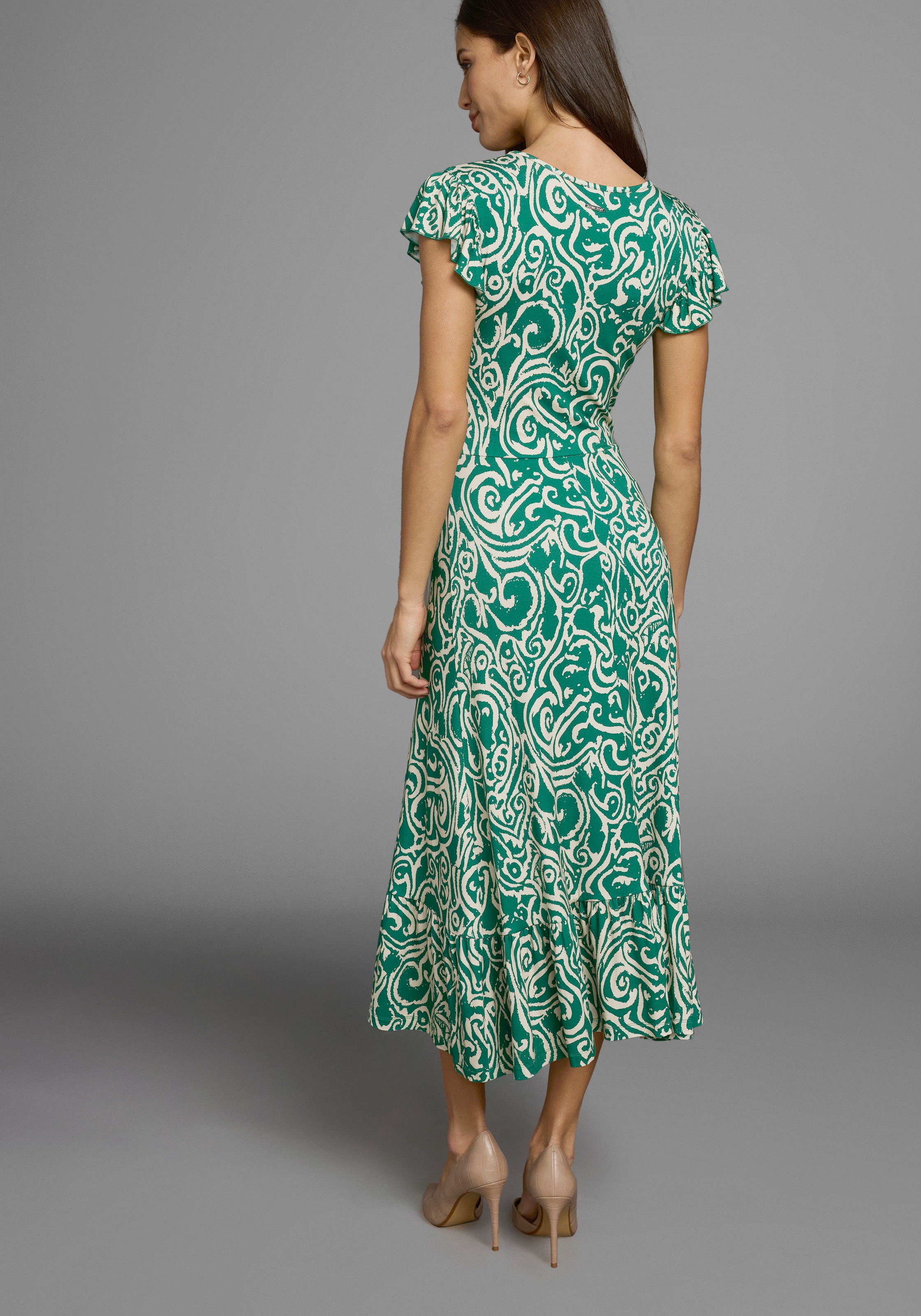 Laura Scott Sommerkleid mit Alloverdruck & leicht gerafften Flügel-Ärmeln