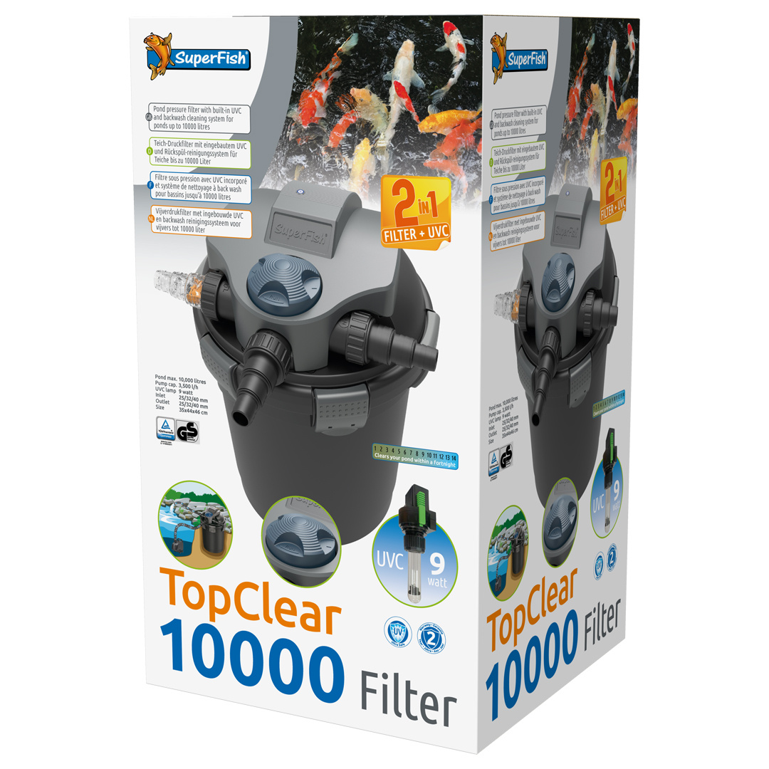 Topclear 10000: 3-staps vijverdrukfilter UVC