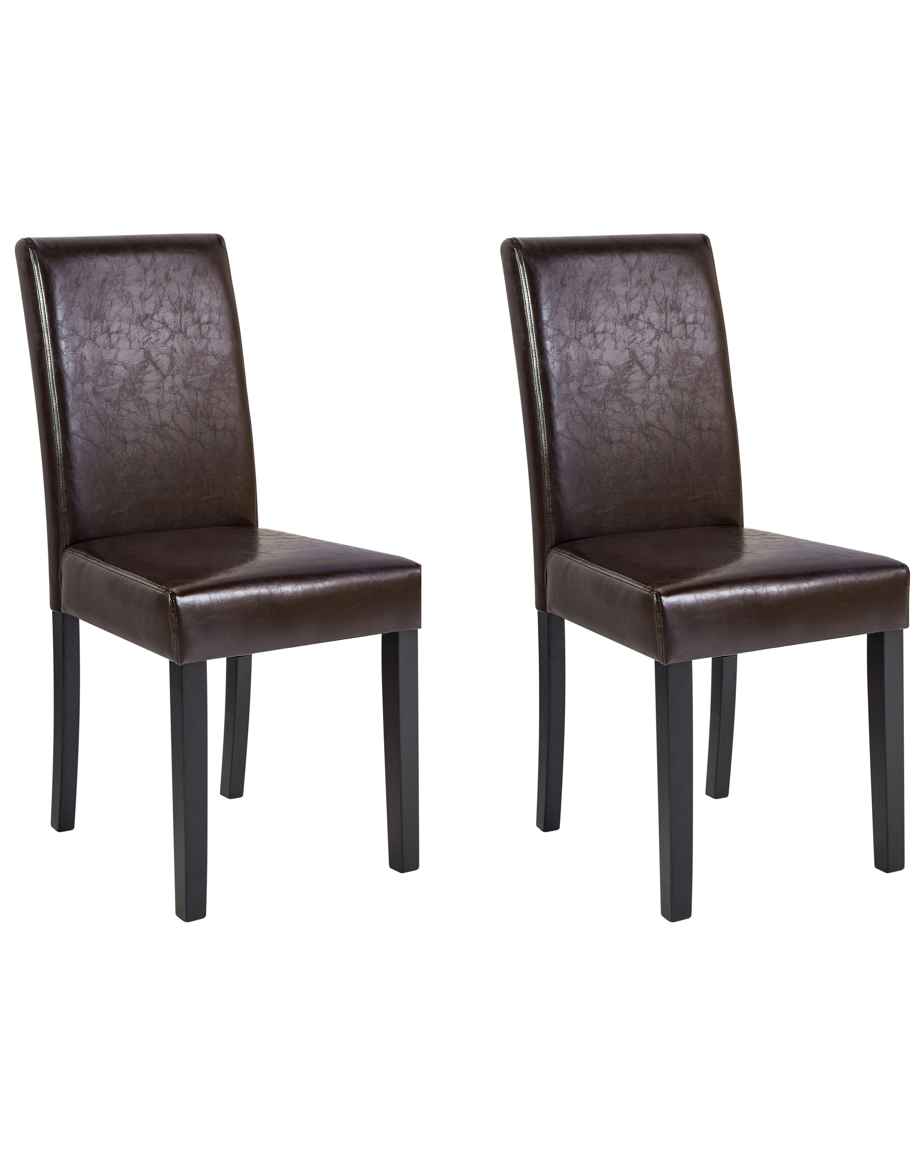 Set van 2 eetkamerstoelen BROADWAY Kunstleer Donkerbruin