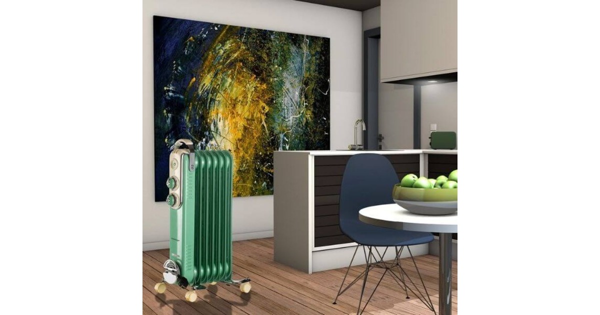 ArieteVintage groene olieradiator 7-elementen  (Groen, 1500 Watt, 3 standen)
