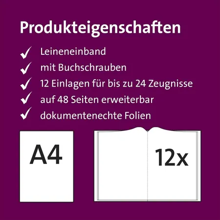 Roth Zeugnismappe Spectrum mit Buchschrauben, A4, 12 Einlagen, Pink