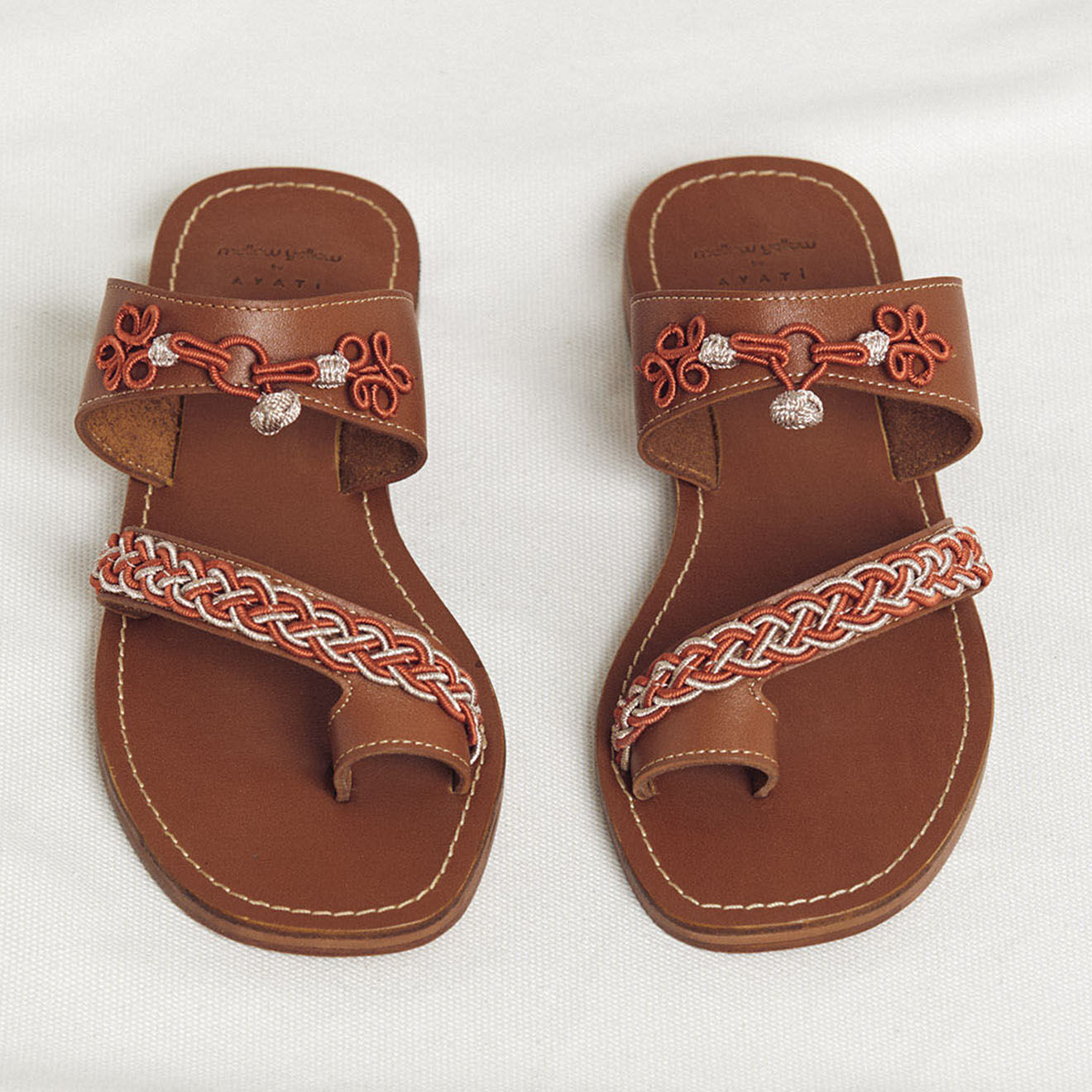 Mellow Yellow Sandales en Cuir Bahaar cognac