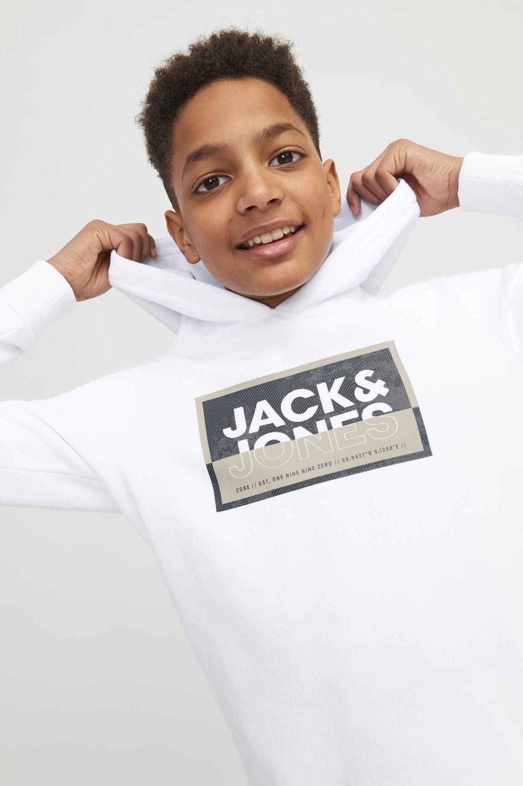 JACK & JONES hoodie JCOLOGAN met logo wit