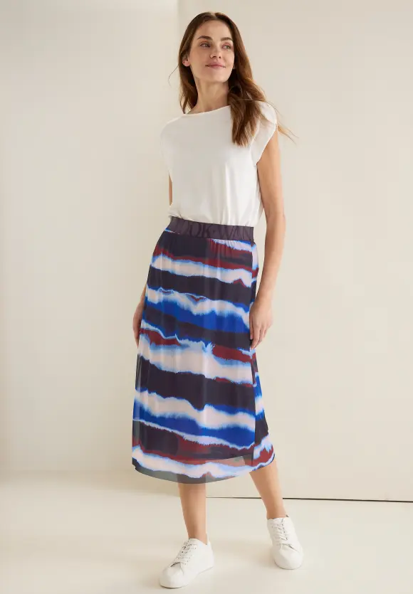 Midi Meshrock mit Print - dark foxy red