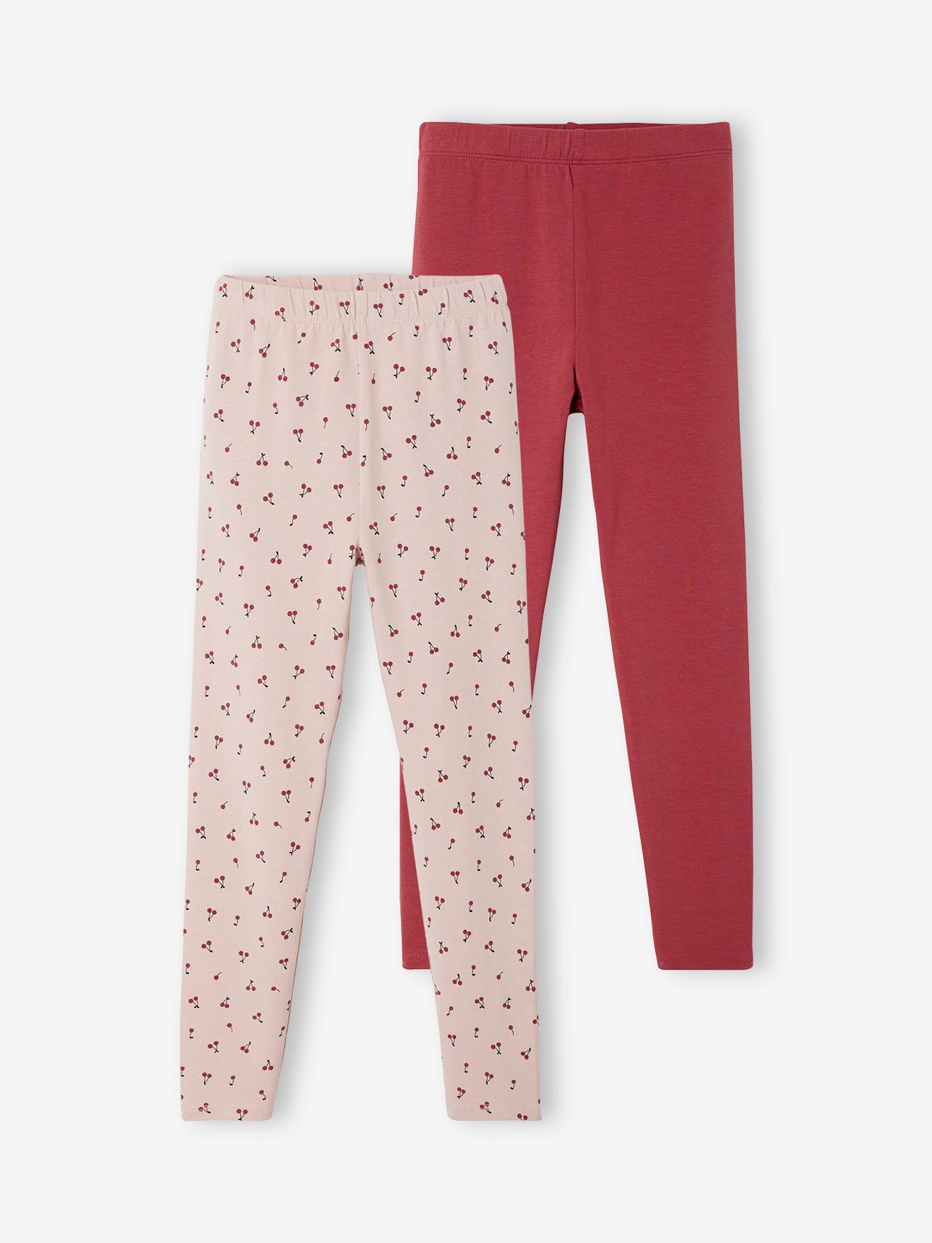 Conjunto de 2 leggings sortidas para meninas, tamanho médio com estampa azul.
