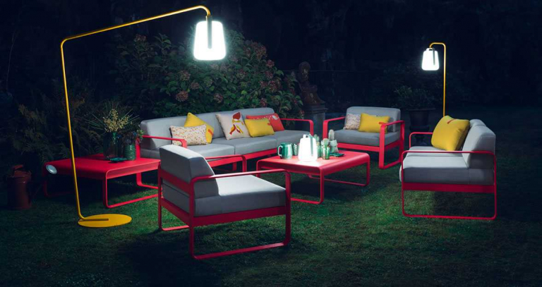 Fermob Bellevie 3-zit loungebank kussen flannelgrijs Nutmeg