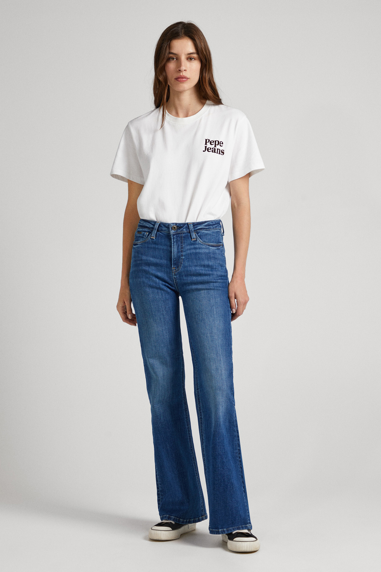 Calça jeans Willa de cintura alta e modelagem flare