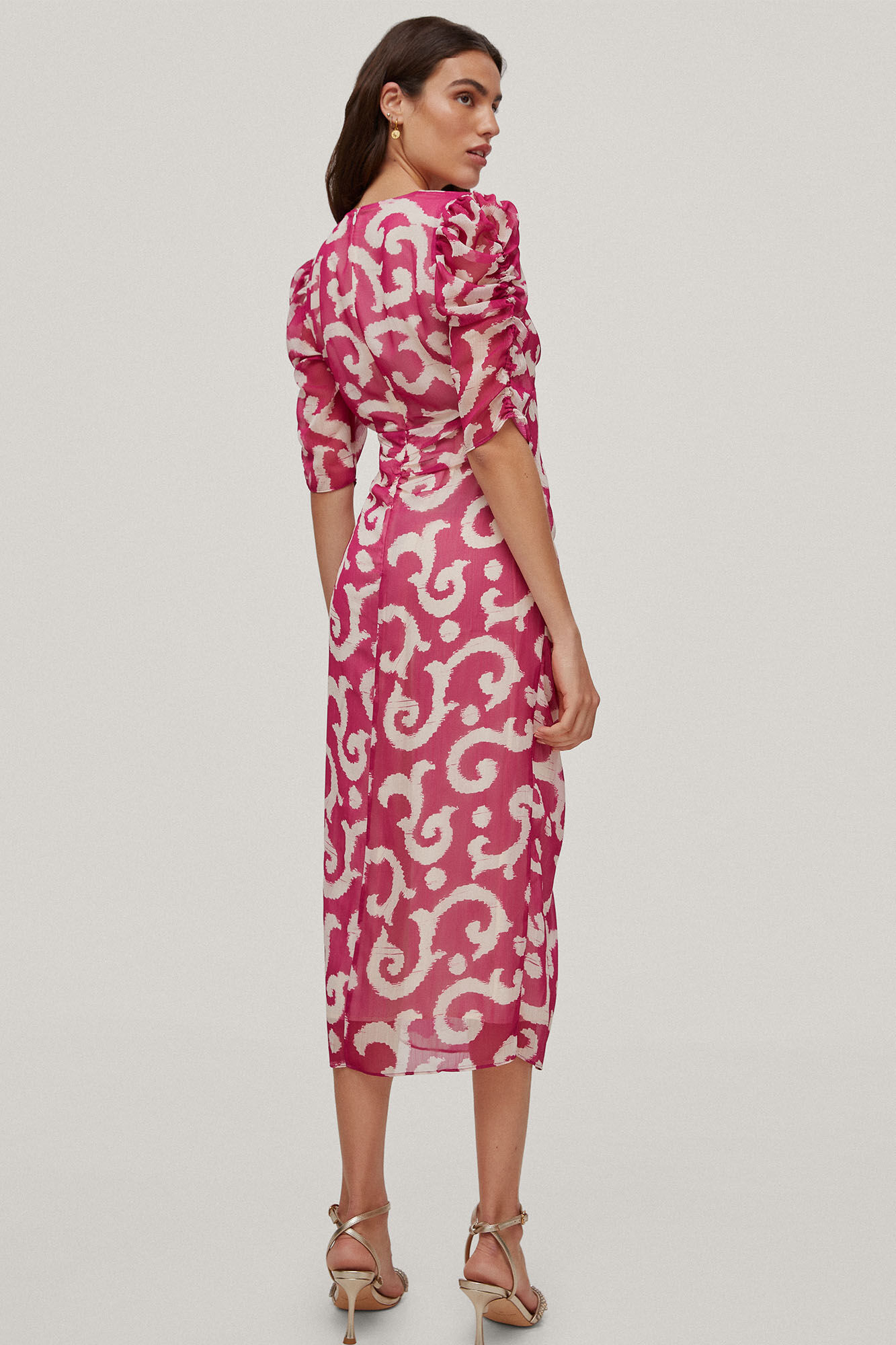 Vestido com mangas bufantes - Roxo