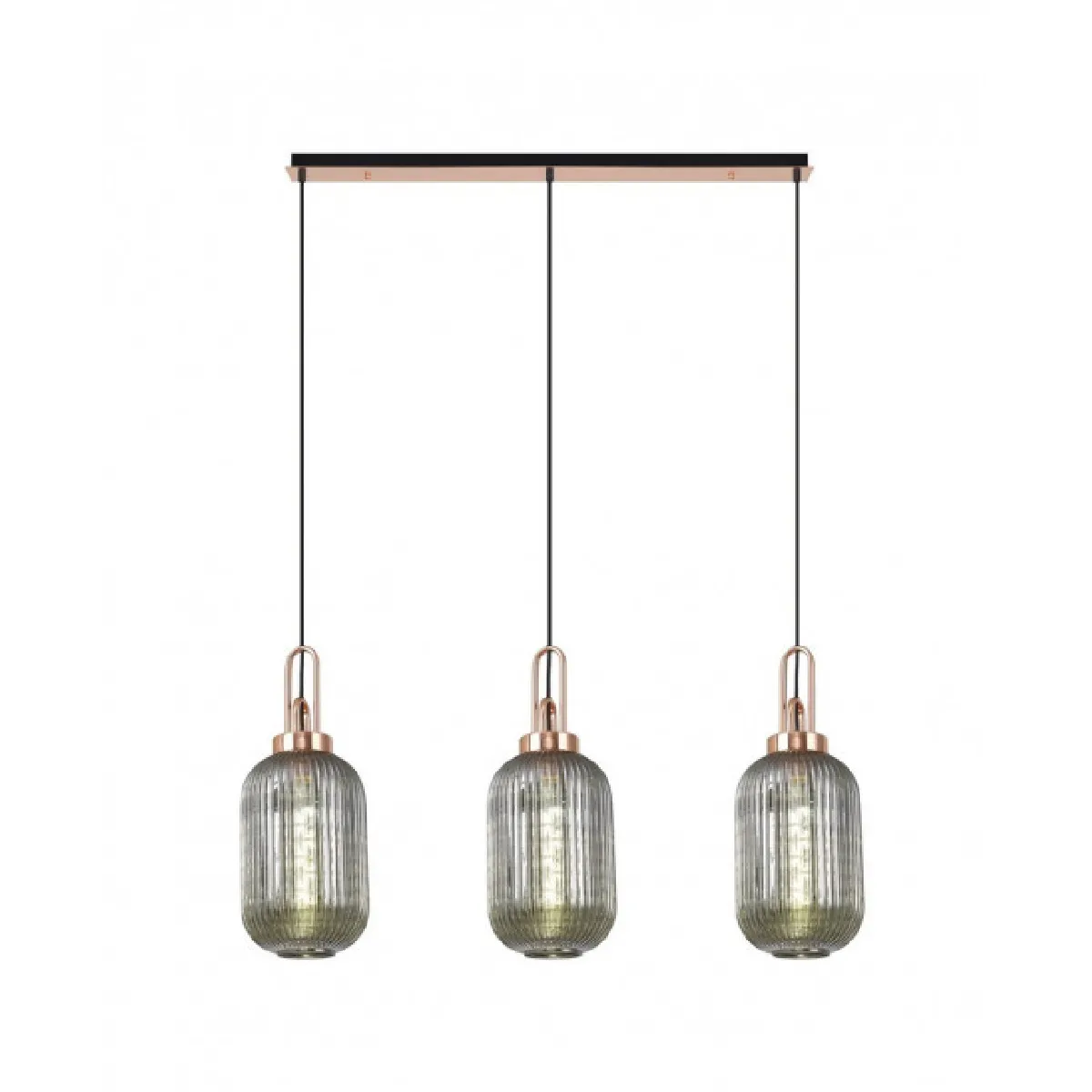 Luminaire Center Suspension 3 ampoules Cuivre,fumé
