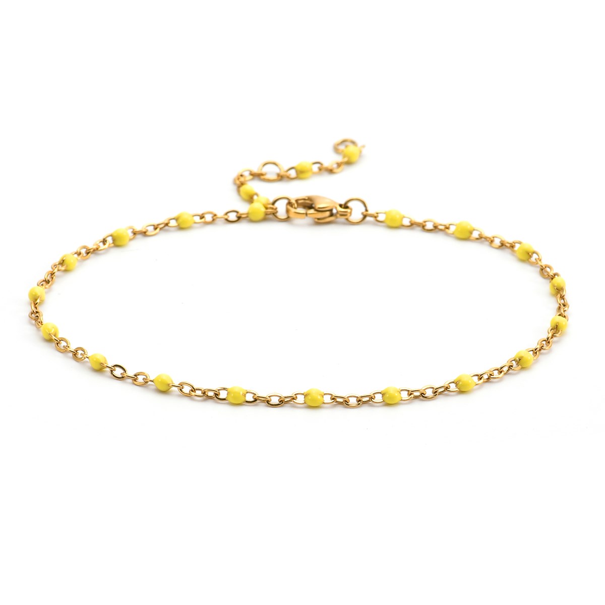 Sixty Stones - 60 - Chaîne De Cheville Chaine Dorée Et Petite Pierre Jaune - 25 X 0,4 Cm-