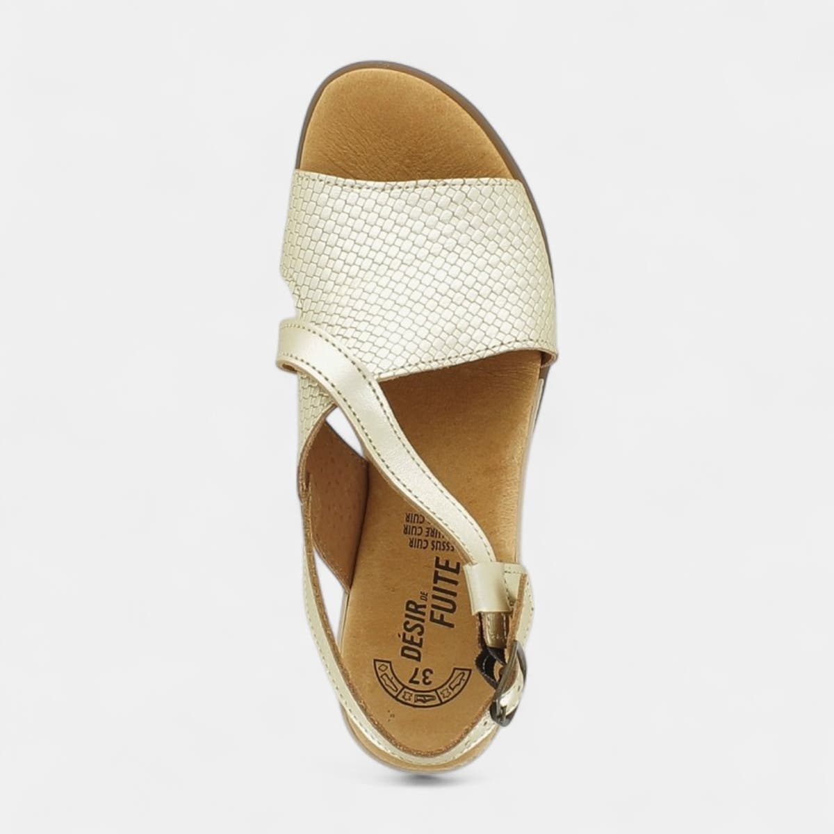 Sandales à talon compensé Femme en cuir or