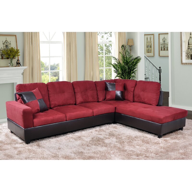 Burman 103.5&prime;&prime; Wide Faux Leather Sofa & Chaise