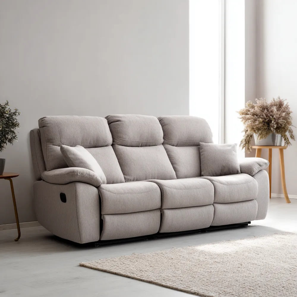 3-Sitzer-Sofa Stoffpolsterung 200x90x100 cm – Hellgrau – Moderne Entspannung