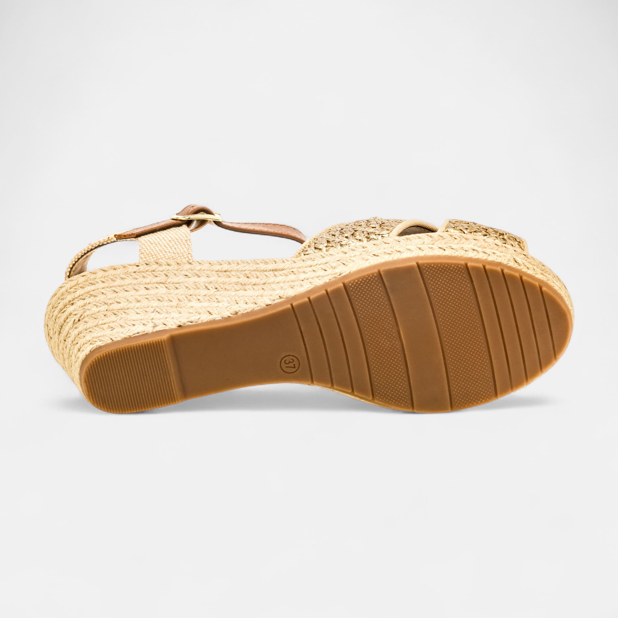 Espadrilles à talon compensé Femme or
