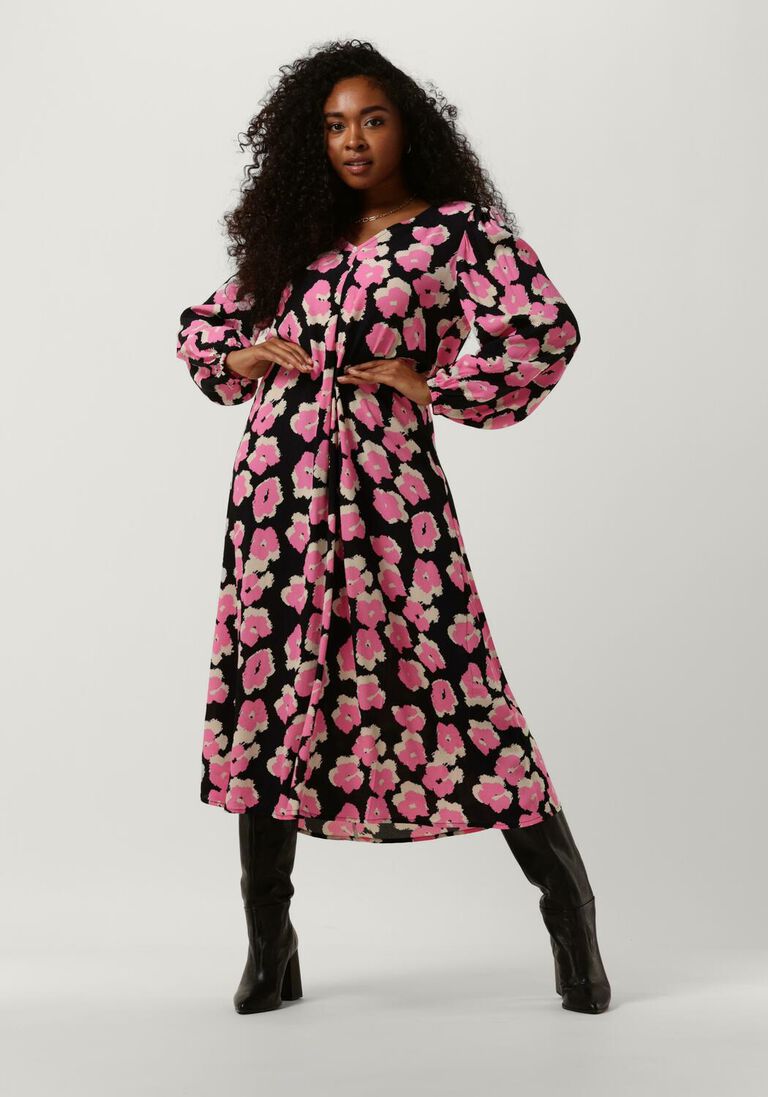 MODSTR\u00D6M roze modstr&ouml;m midi jurk bibbie print dress