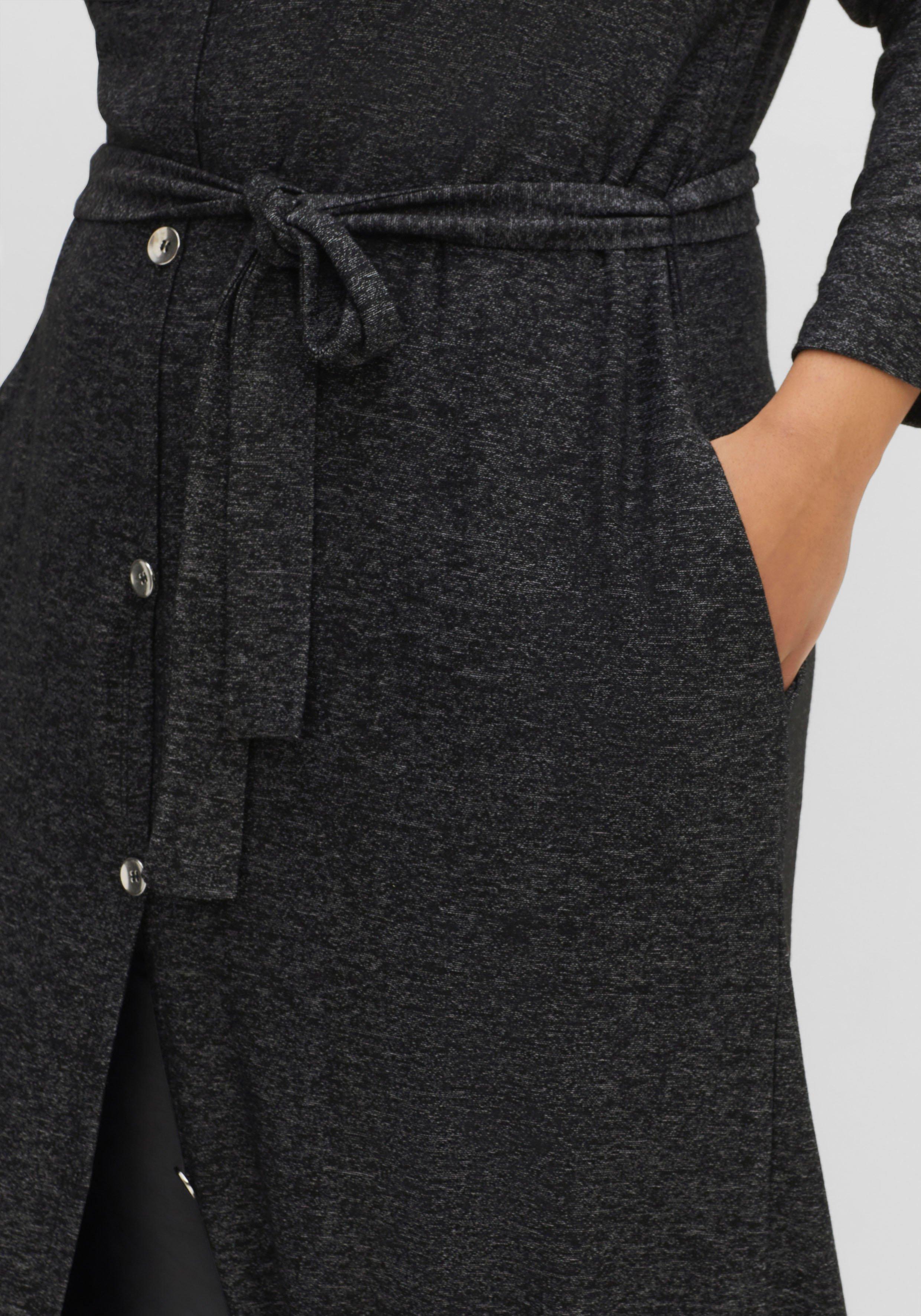 Longstrickjacke mit Tunnelzug am Saum, Bindegürtel