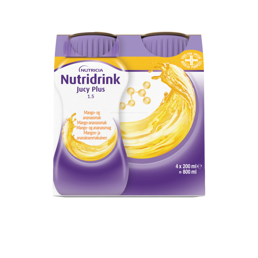 Nutridrink Jucy Plus næringsdrikk mango-ananas 4x200 ml