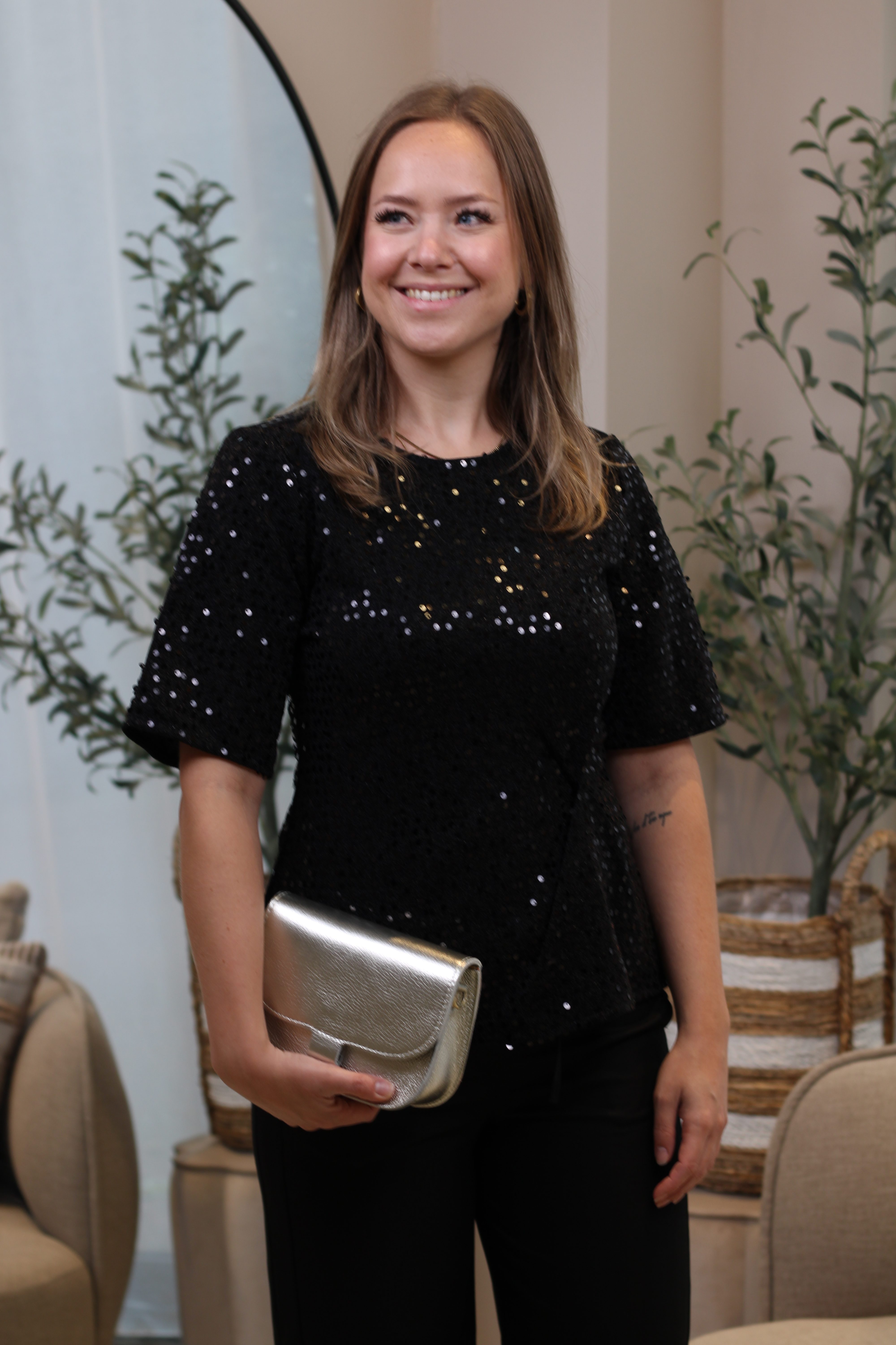 Culture - Tamera Sequin Blouse - Black