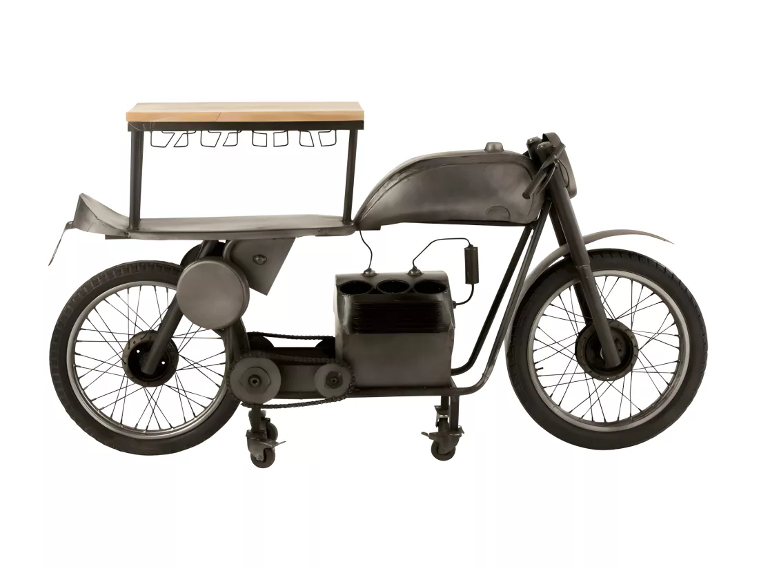 Bar motocyclette métal noir Vian L 200cm