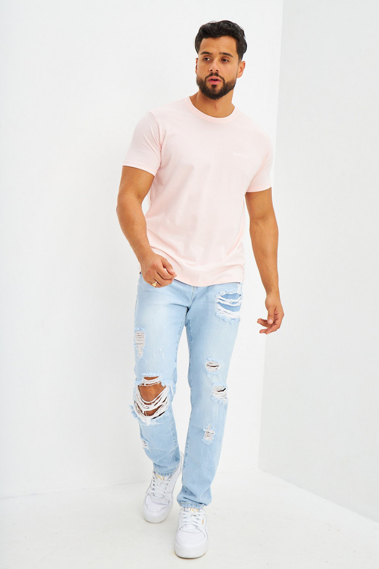 T-shirt basique logo Brentiny brodé rose