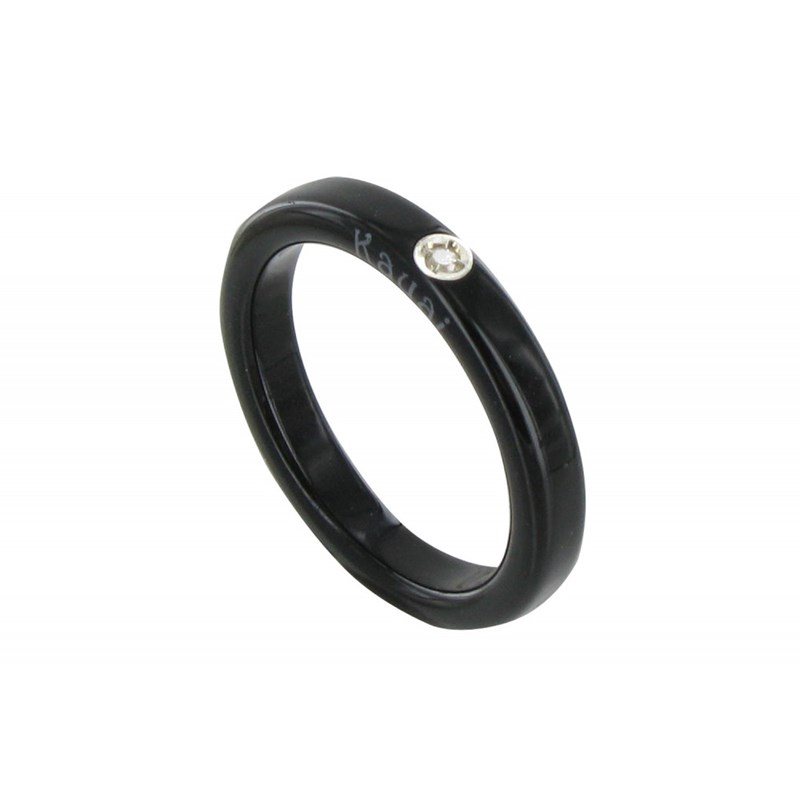 Bague Diamant Blanc Résine Noire et Argent
