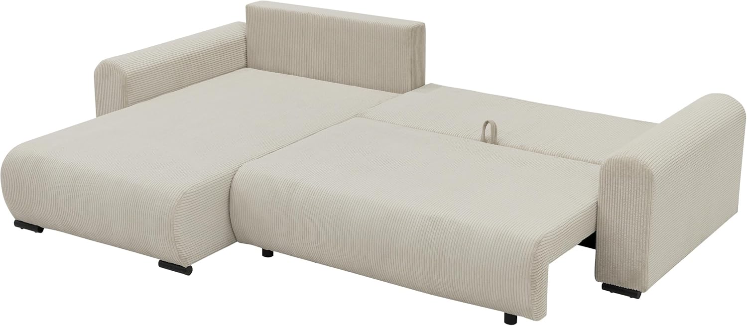 Mirjan24 Ecksofa Merkos, Eckcouch, Couch mit Schlaffunktion und Bettkasten, Wohnlandschaft, Bettfunktion L-Form Sofa, Ottomane universell (Taro 01)