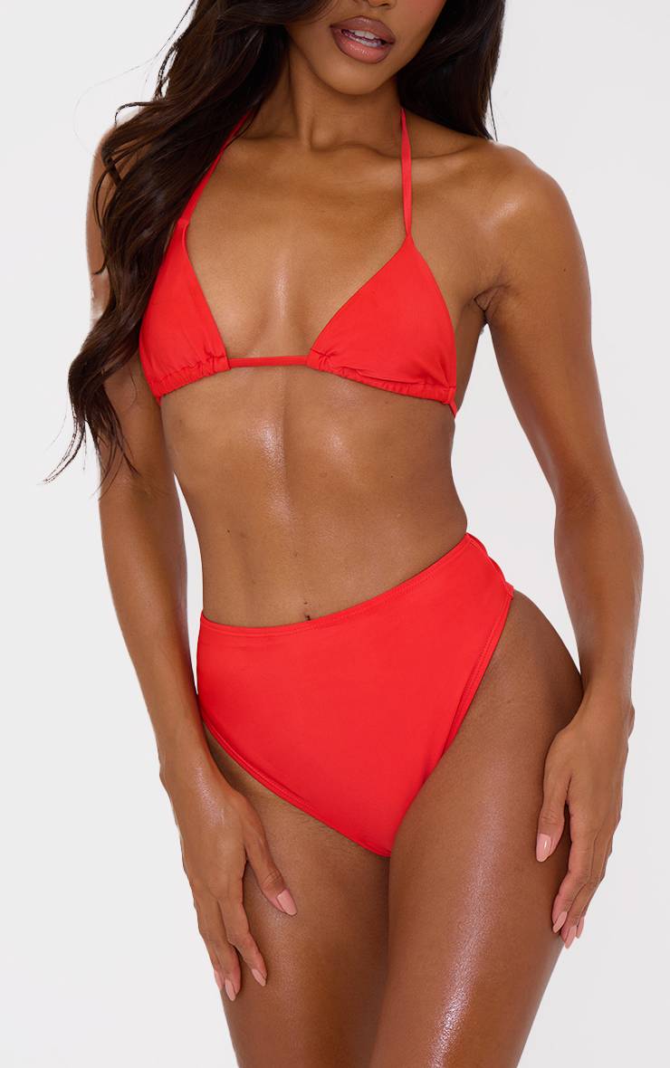 Rouge Bas De Bikini Taille Haute Et Coupe Échancrée Mix & Match