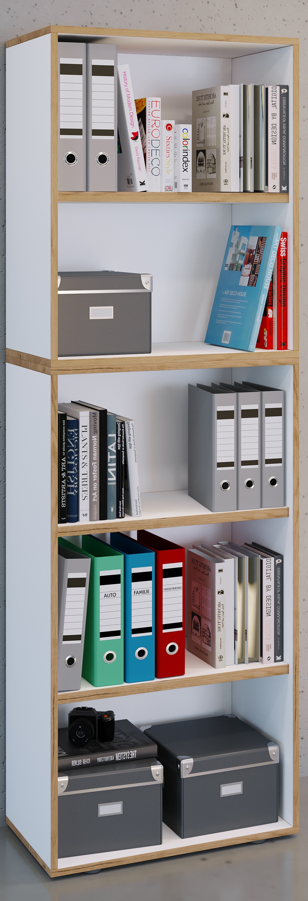 VCM Holz Büro Stand Regal Bücher Ordner Aktenregal Ordnerregal Bücherregal Salia 5-fach Breite 60 cm