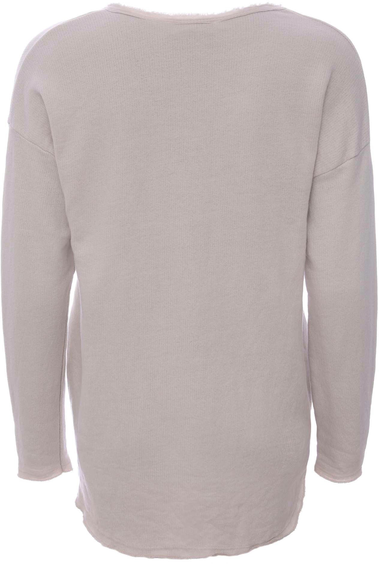 Zwillingsherz Sweatshirt , ausgefranster V-Ausschnitt, Vintage Look, Langarm