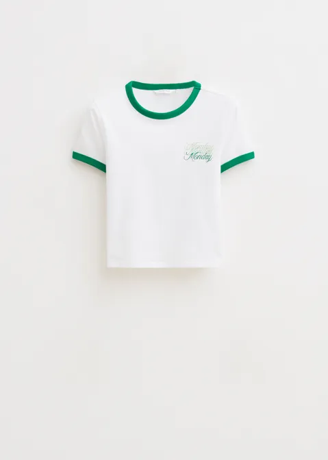 Cropped t-shirt monday wit (WIT)