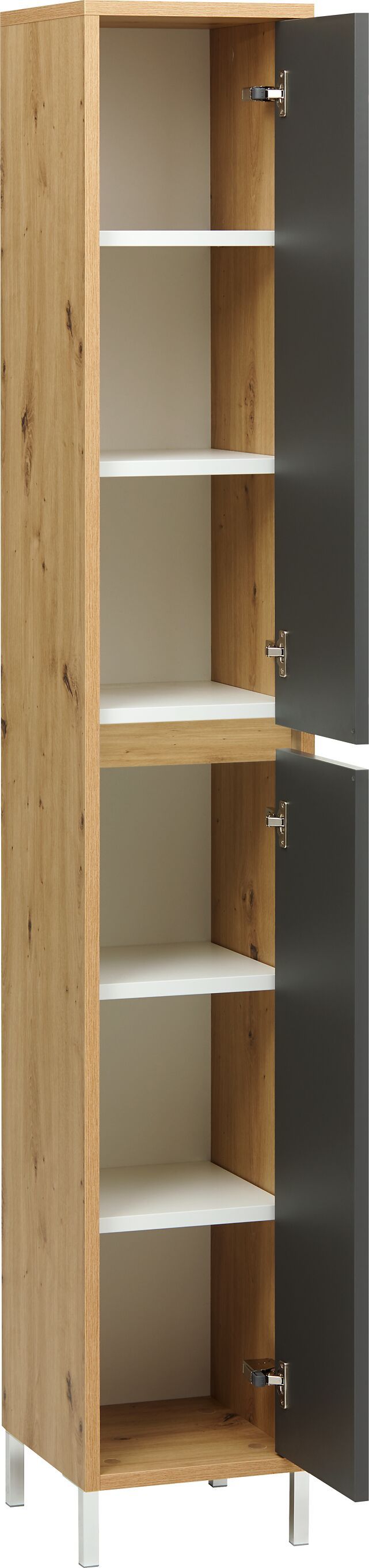 SIERRA Hochschrank - Eiche/Anthrazit / B: 30.0 cm x T: 35.0 cm x H: 190.0 cm