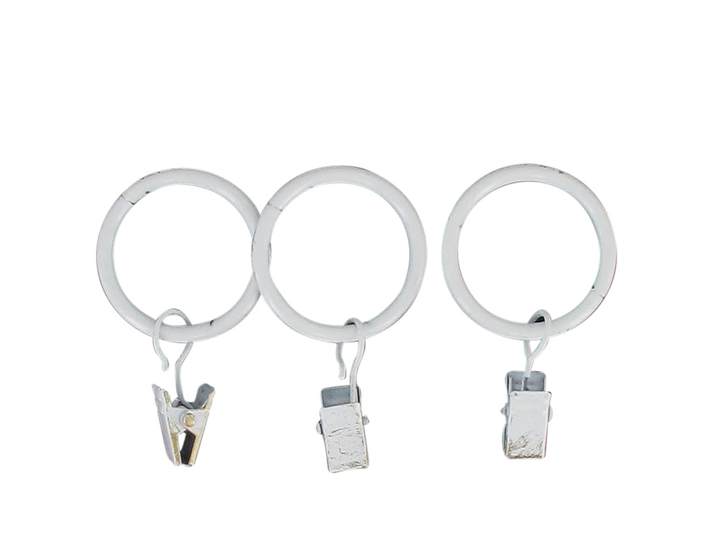 Lot de 8 anneaux à pince blanc or D 20mm