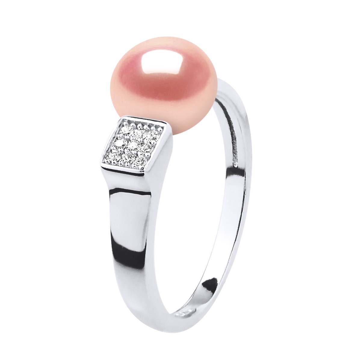 Bague Ajustable Perle d'Eau Douce 9-10 mm Rose Joaillerie Argent 925