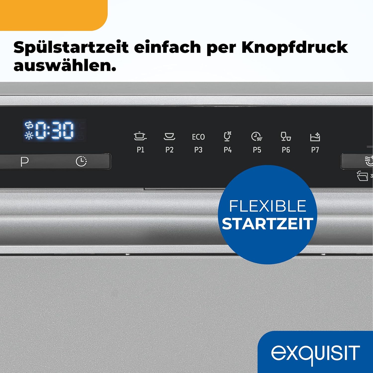 Exquisit Mini-Geschirrspüler, Tischspülmaschine, 55 cm breit, spülmaschine klein, Auto Türöffner, ECO-Modus, GSP5206-030D silber