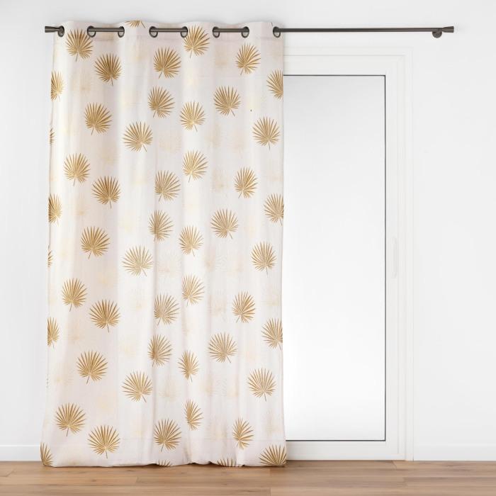 RIDEAU OEILLETS 140X240CM METALLISE LOTUS OCRE