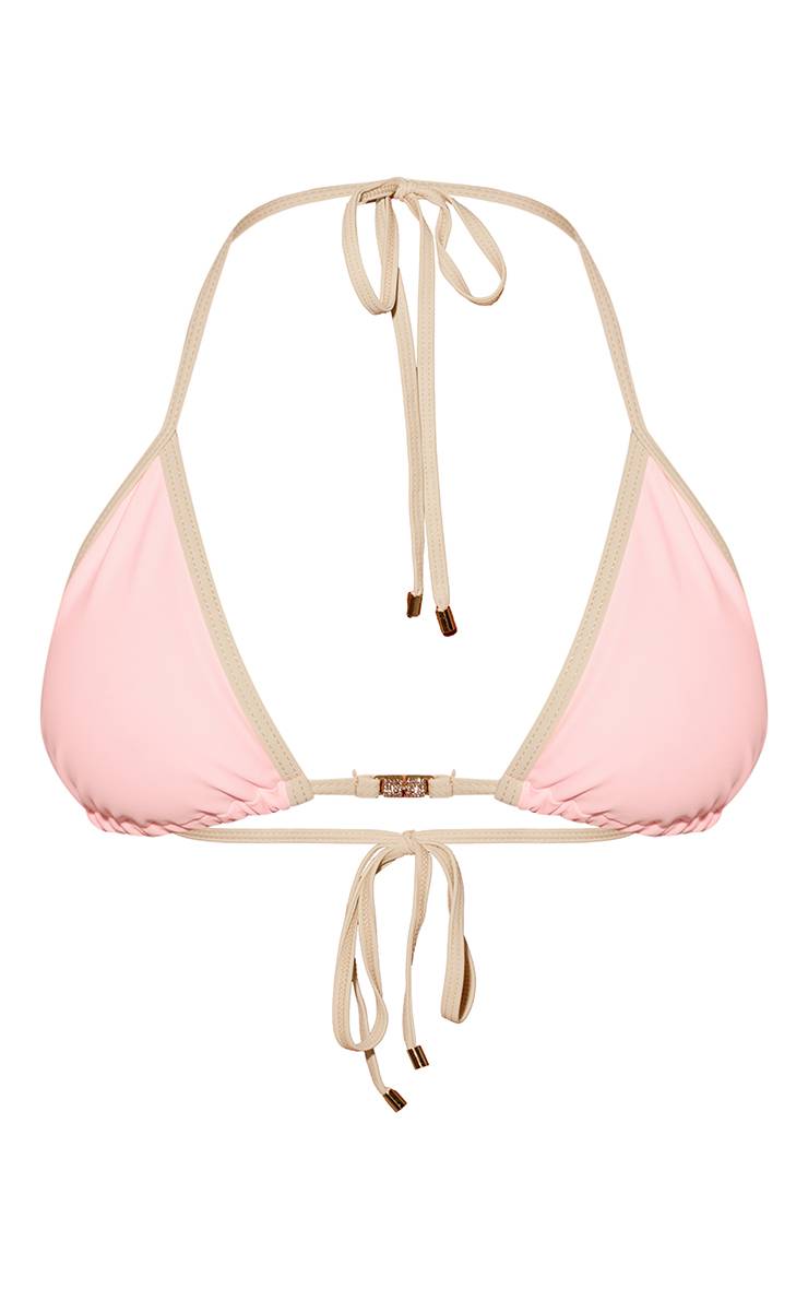 Rose Haut De Bikini Triangle À Biais Contrastant