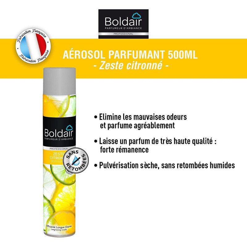 Désodorisant classique Boldair zeste citronné - Aérosol 500 ml