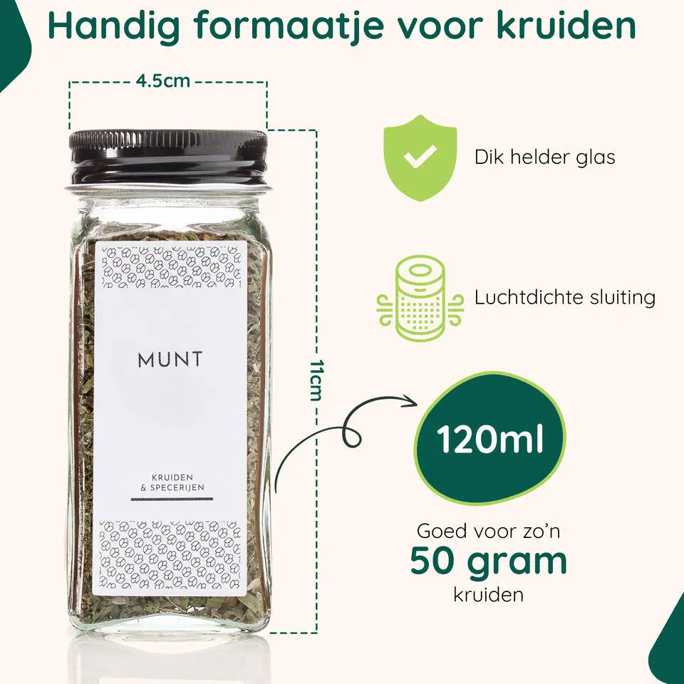 XIVADA Staand kruidenrek met 24 kruidenpotjes - 240 kruidenlabels