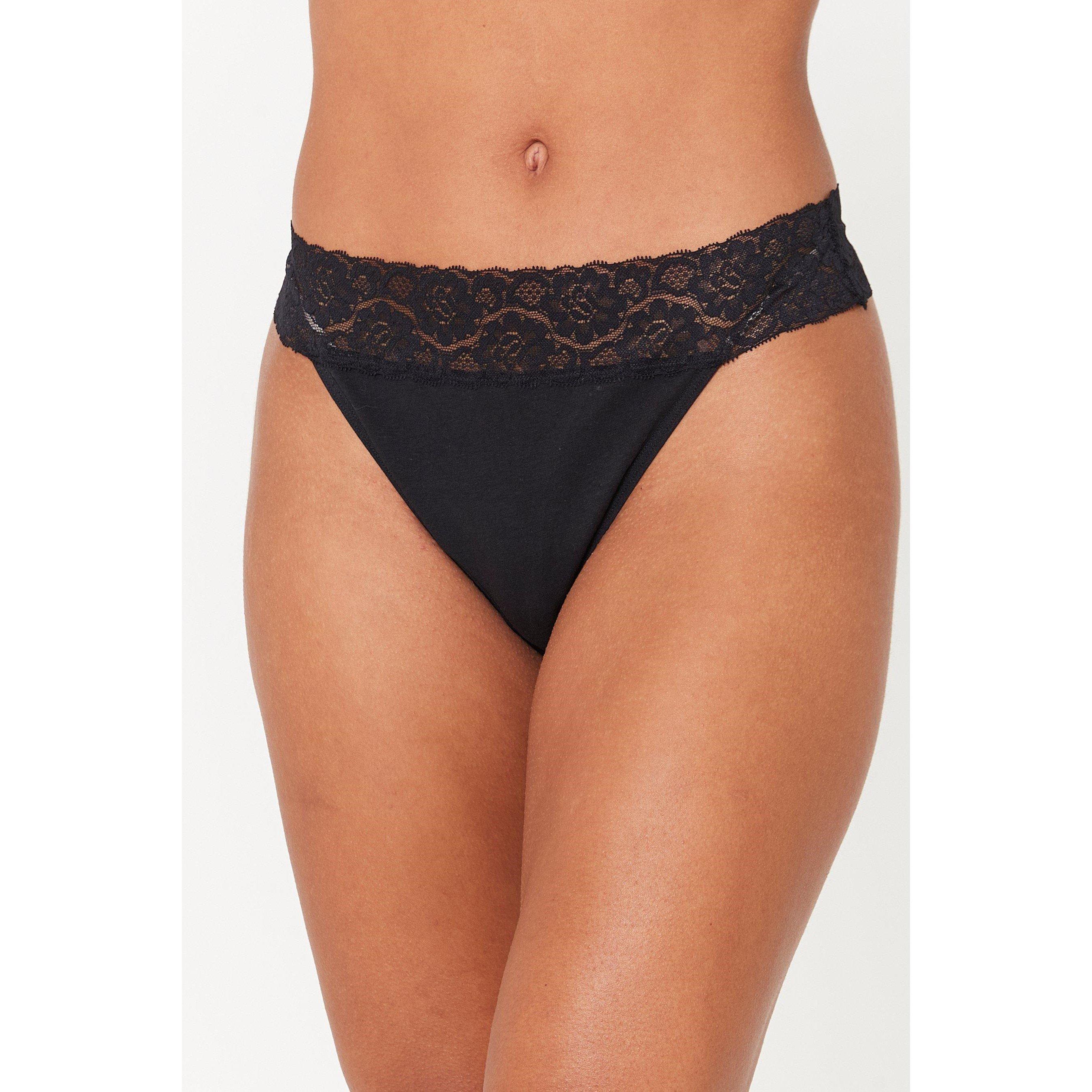 Be You 5 Pack Lace Trim Cotton Thong
