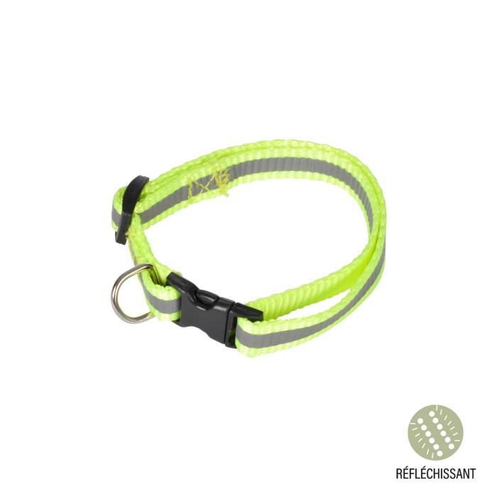 COLLIER AVEC BANDE REFLECHISSANTE REGLABLE 25 A 35CM JAUNE