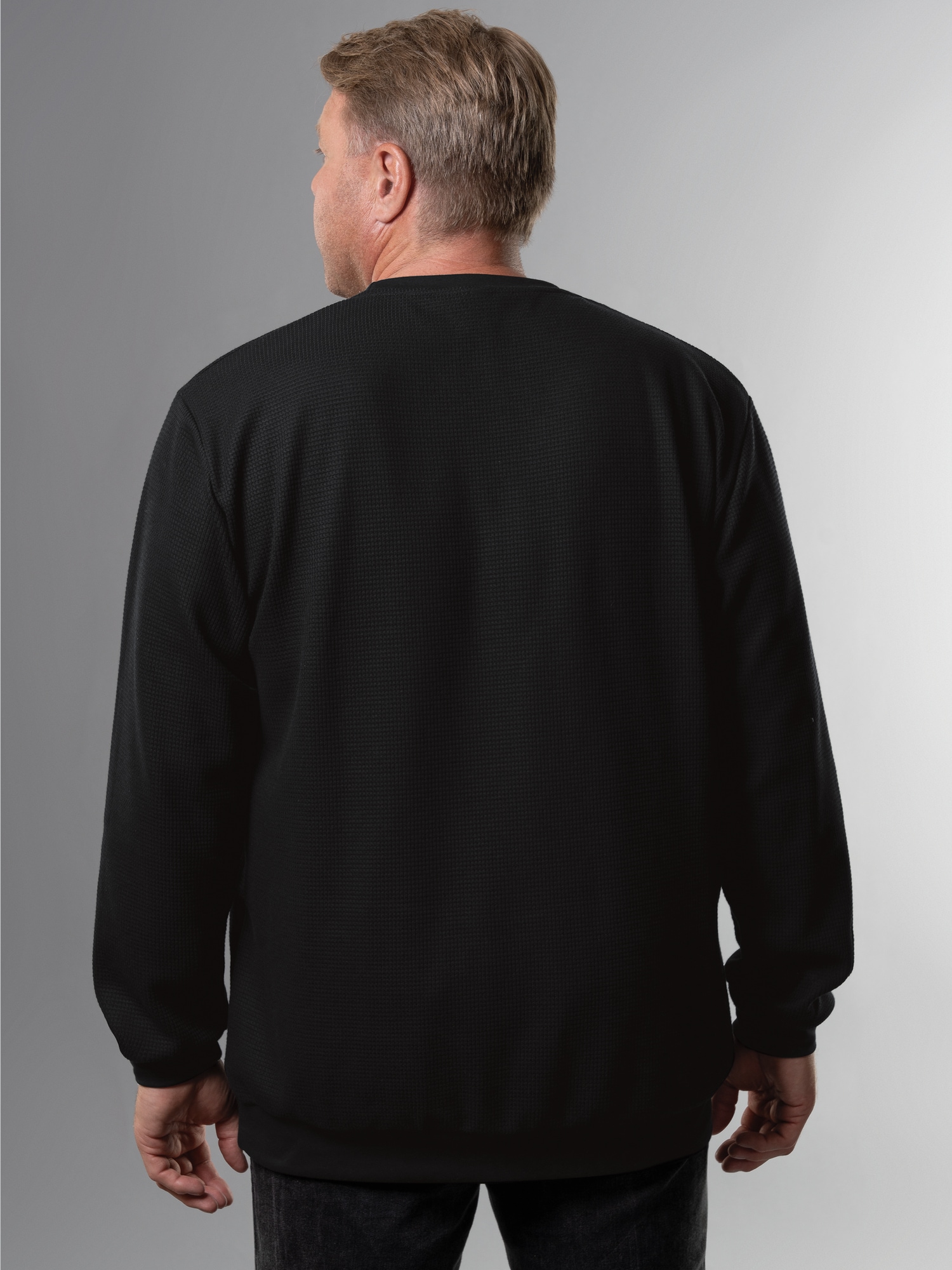 Sweatshirt in Waffeloptik Schwarz