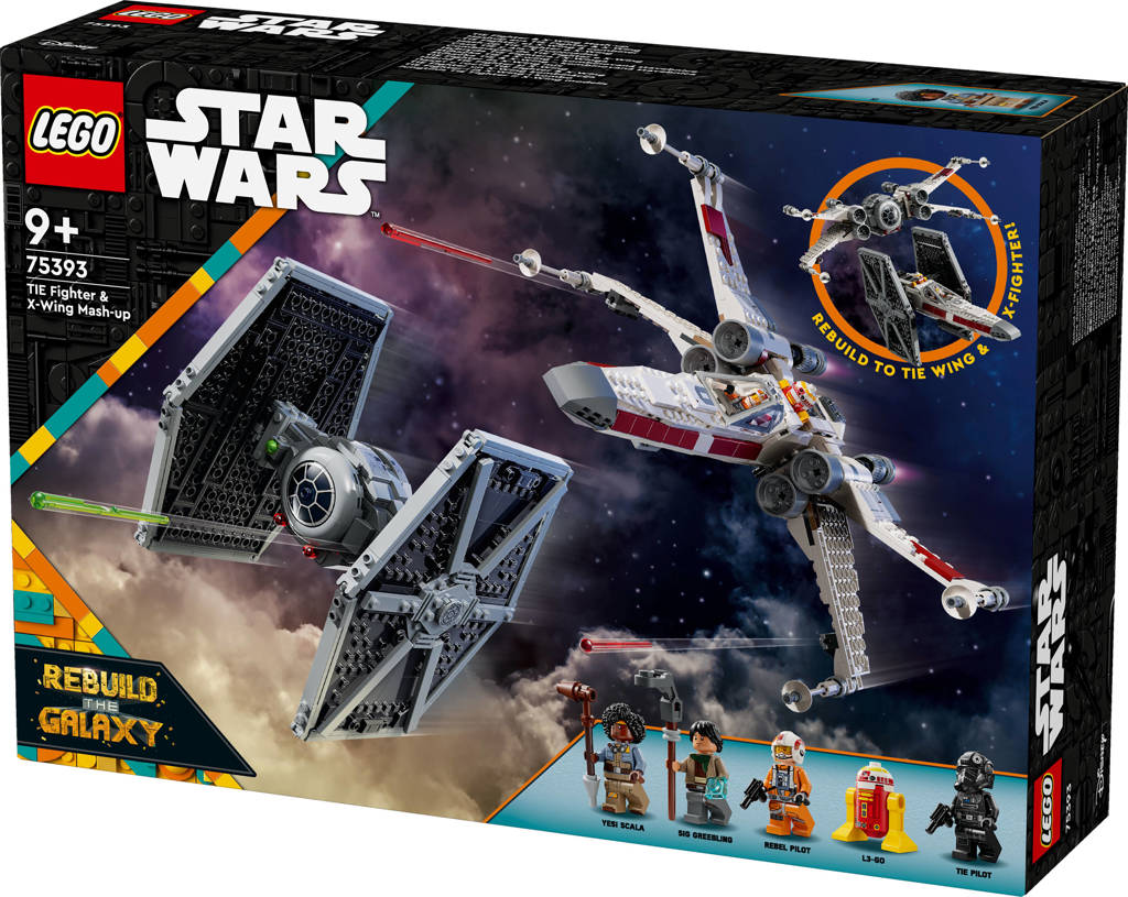 2 starwars sets in 1 setTIE Fighter en X-wing combi, Bouwbaar Starfighter Ruimteschip Speelgoed 75393 Star Wars TM