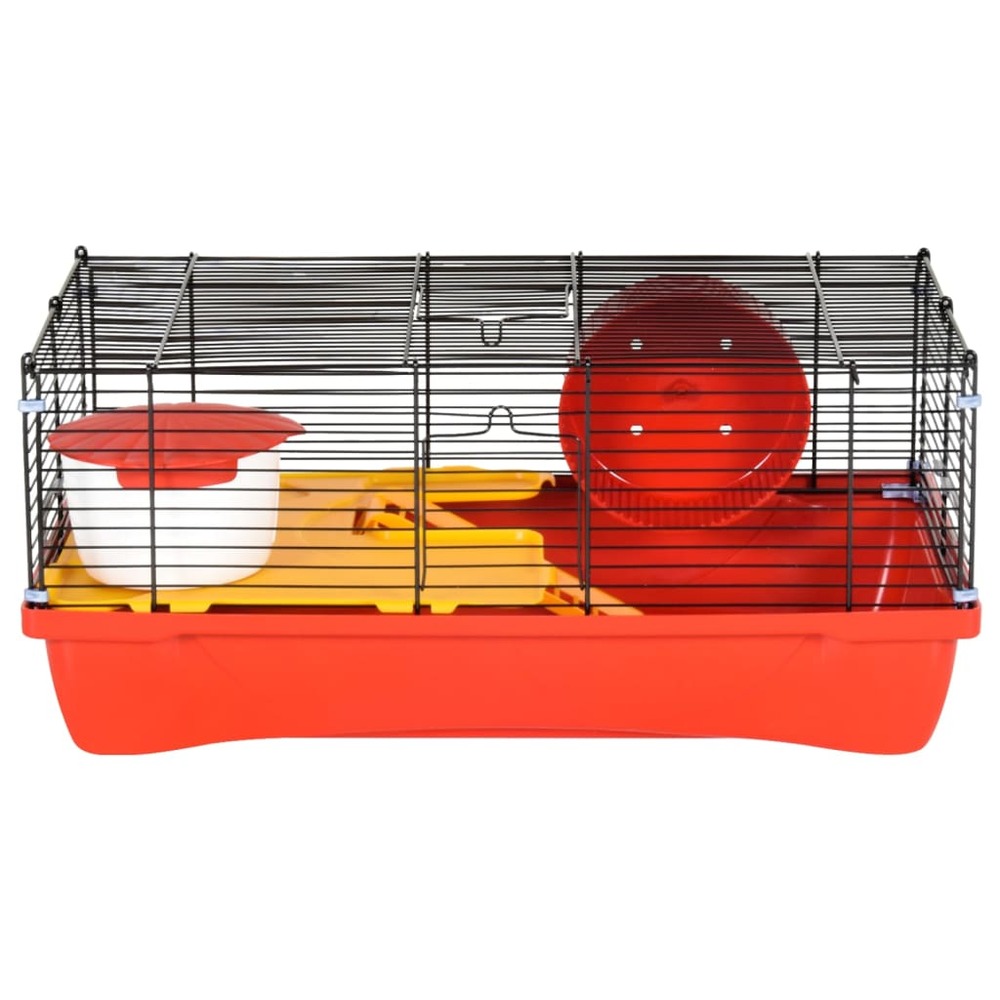 Cage pour hamsters rouge 58x32x36 cm polypropylène et métal