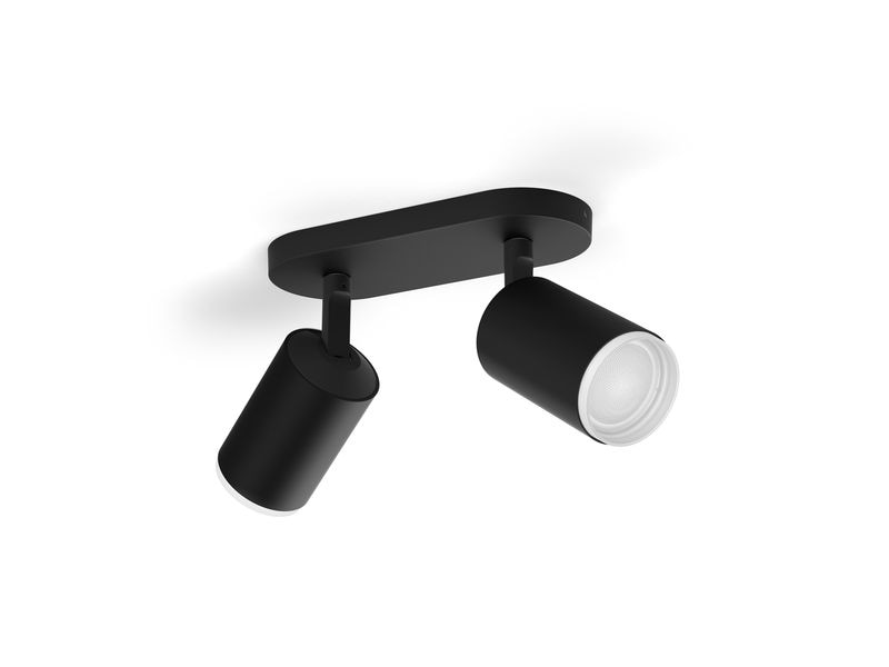 Philips Hue White & Color Ambiance Fugato 2er-Spot Schwarz 2er-Spot mit Weisstönen und mehr als 16 Millionen Farben