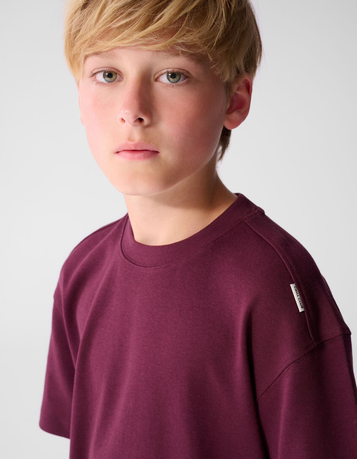 Basis Label T-shirt Donkerrood