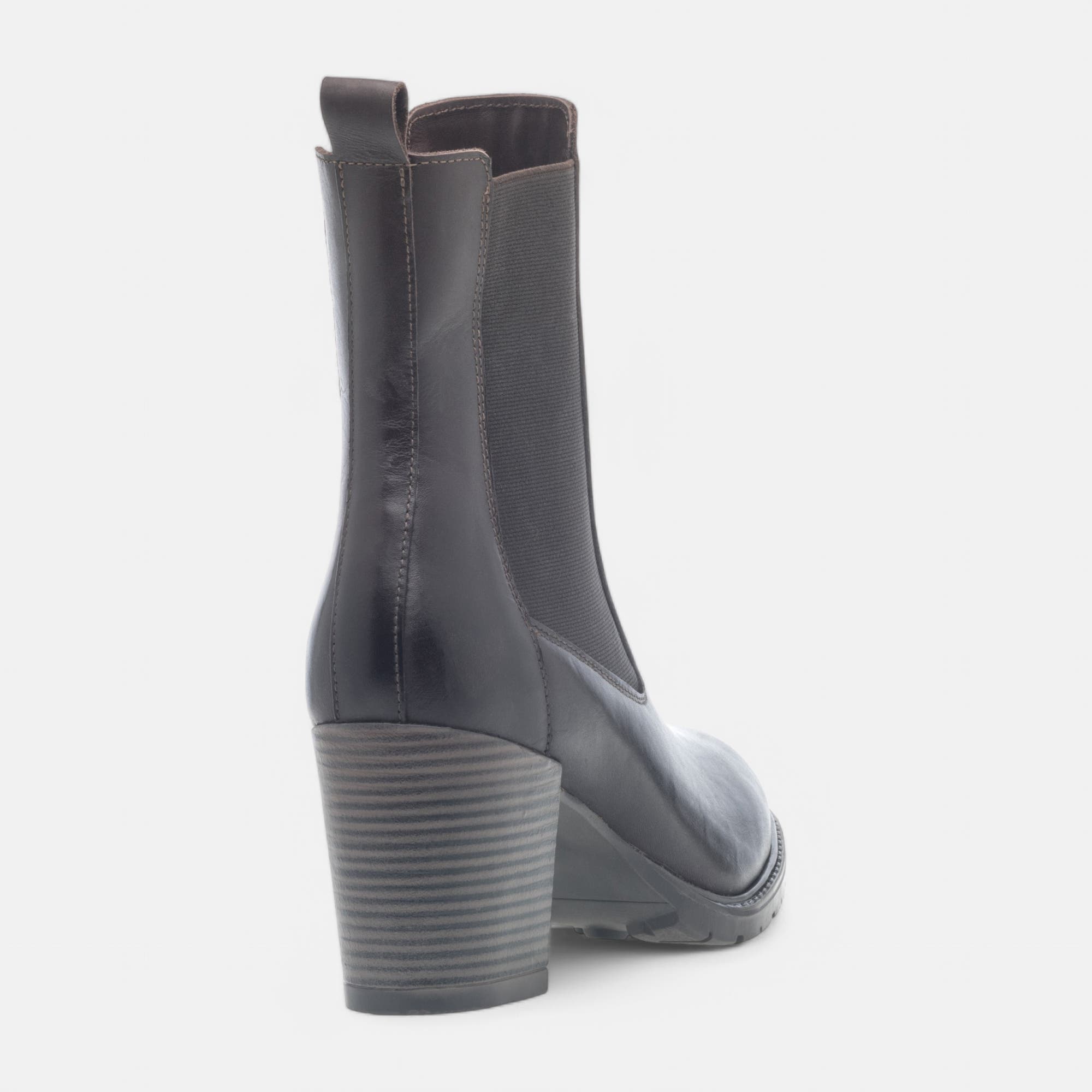 Boots chelsea à talon Femme en cuir marron