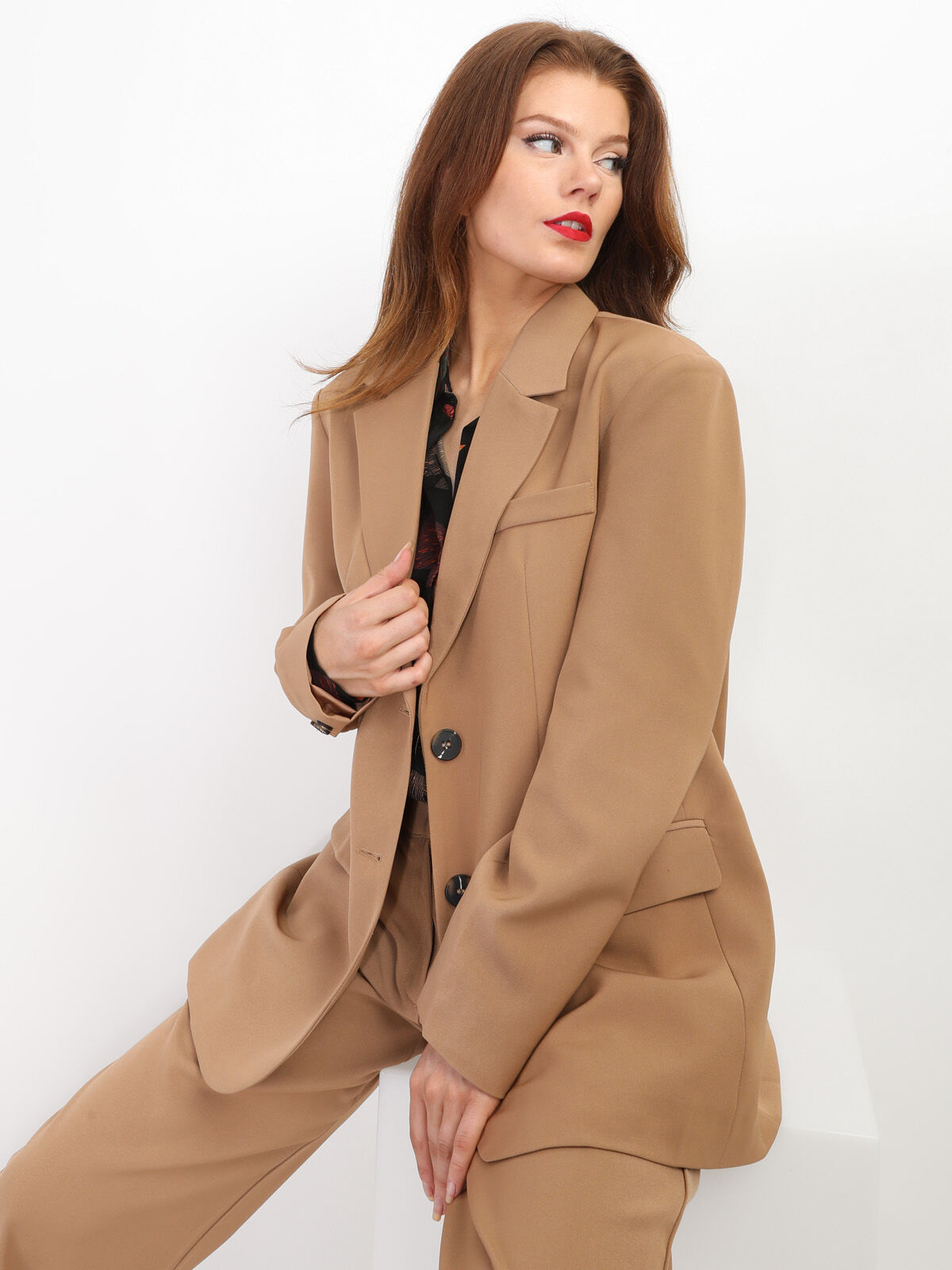 Veste de costume oversize- Marron clair